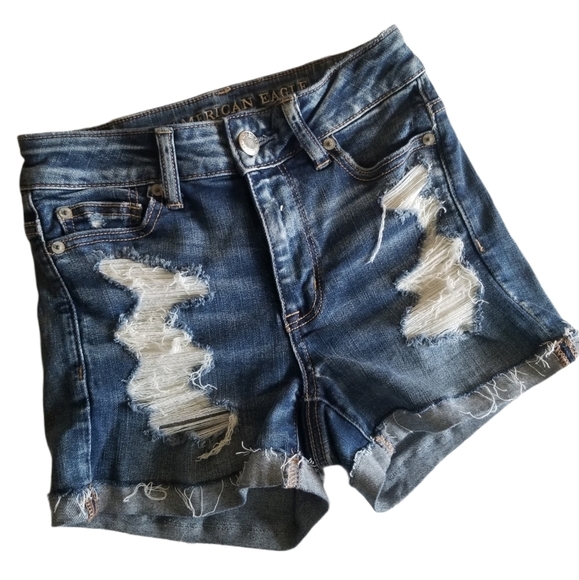 American Eagle Outfitters Pants - American Eagle Hi-Rise Shortie Distressed shorts 0